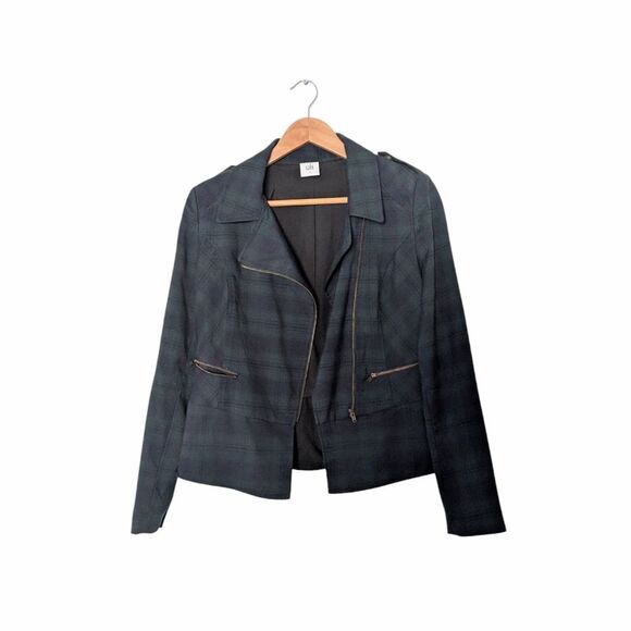 CAbi Tartan Navy Plaid Peplum Jacket - Picture 1 of 7